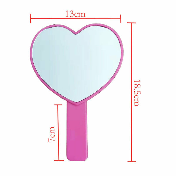 Portable Dressing Heart Shaped Cosmetic Makeup Hair Hand Held Mirror Beauty AU
