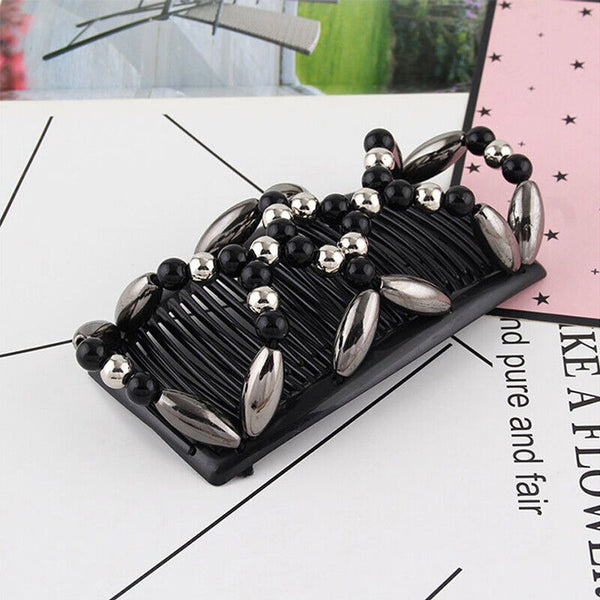 Beaded Stretchy Easy Magic Hair Comb Elastic Double Hair Clip Hair Accessories