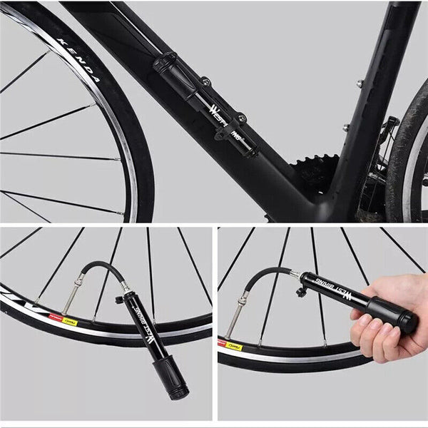 Aluminium MINI BICYCLE AIR PUMP Bike Hand Ball Inflator Portable Cycling Tyre AU