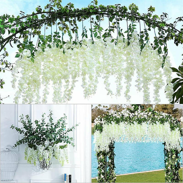 12X 110cm Artificial Wisteria Silk Fake Flower Garland Vine Leaf Hanging Wedding