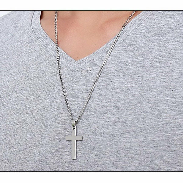 3PCS Stainless Steel Cross Pendant Men Women Chain Necklace Religious Jewelry AU - Lets Party