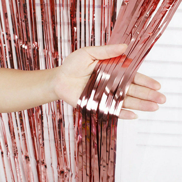 Rose Gold Foil | Metallic Tinsel Curtain | Foil Backdrop | Wedding Birthday Decor