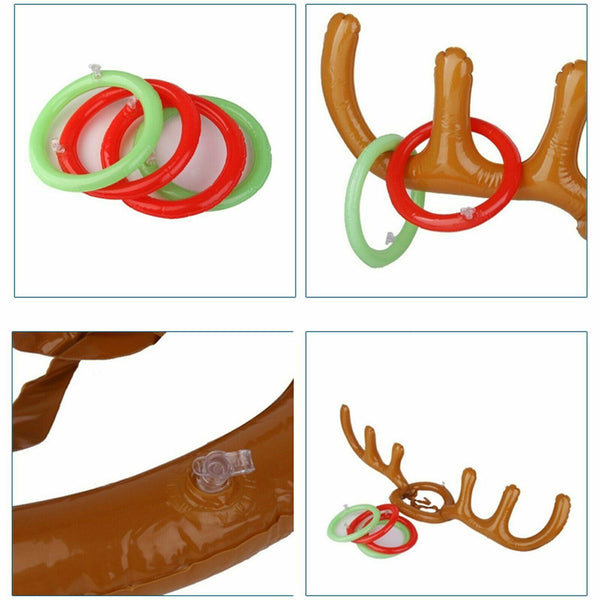 Antler Reindeer Hat Christmas Party Game Ring Moose Inflatable Toss Holiday Toys - Lets Party