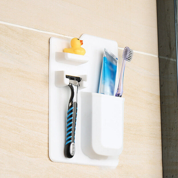 1PC White Space Toothbrush Holder Shower Organizer Silicone Bathroom Storage Razor - Lets Party