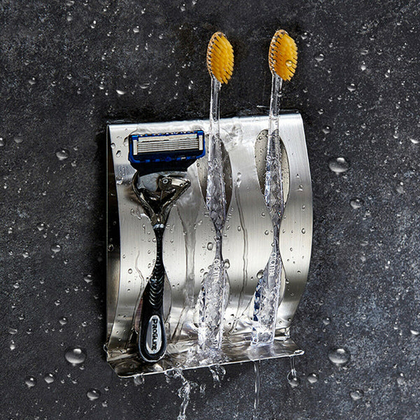 Toothbrush Wall Mount Holder Stainless Steel Suction Cups Bathroom Organizer - Lets Party