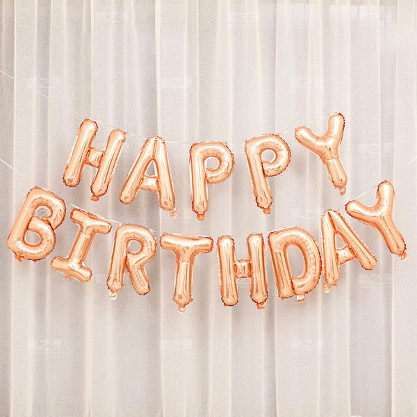 40cm 3D Happy Birthday Letters Balloons Inflating Foil Banner Bunting Celebrate - Lets Party