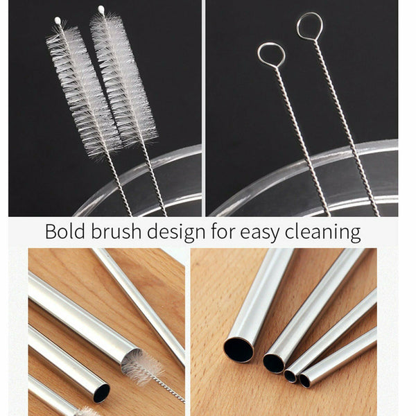Thick Shake Milkshake Stainless Steel Straws Reusable Metal Drinking Straw Brush - Lets Party