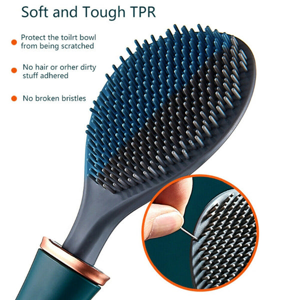 Silicone Water Drop Toilet Brush And Holder Set Wall-Mounted Cleaning Brush Tool - Lets Party