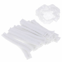100x White Disposable Hair Net Cap Non Woven Anti Dust Stretch Elastic Work Hat Cover