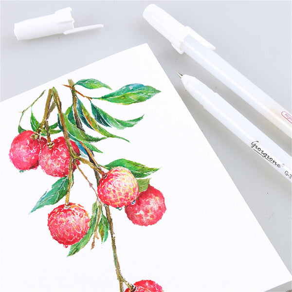 3Pcs White Gel Ink Marker Pen Drawing Sketching Painting Art Fine Tips Pens DIY