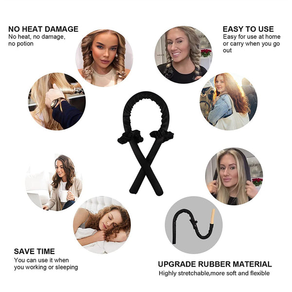 2/4Sets Heatless Curling Rod Headband Curling Ribbon Hair Rollers Lazy Curler AU