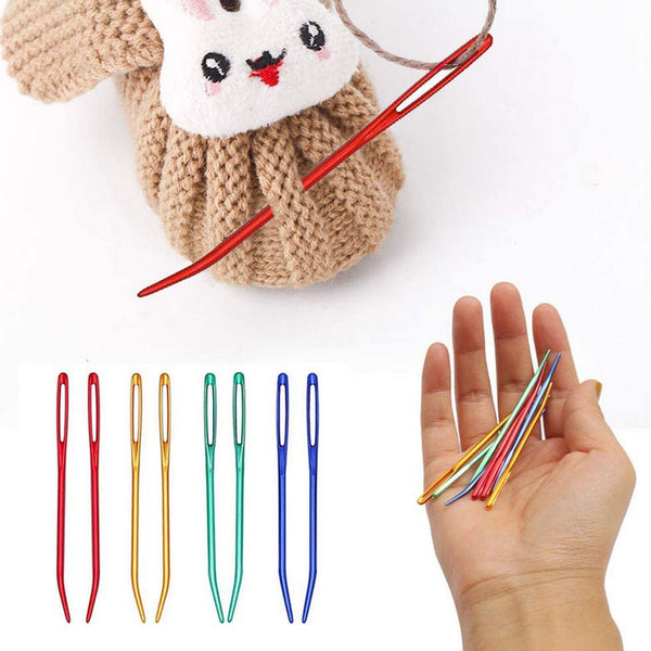 Bent Blunt Darning Needle Aluminum Large Eye Bodkin Crochet Yarn Knitting