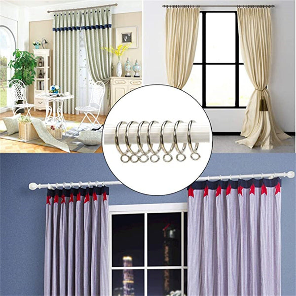 100Pcs Hinged Curtain Rings Hooks Multipurpose Clips Shower Curtain Open-up Ring - Lets Party