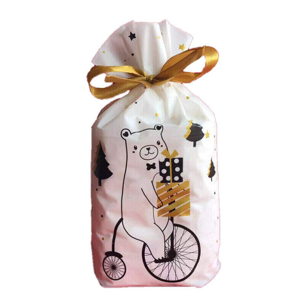 10PCS Plastic Candy Bags Christmas Elk Candy Sweet Treat Bags Biscuit 15*23.5CM