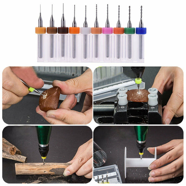 10 PCS 0.1-1.0MM Carbide Micro Mini Drill Bit Tungsten Steel Rotary Tools AU