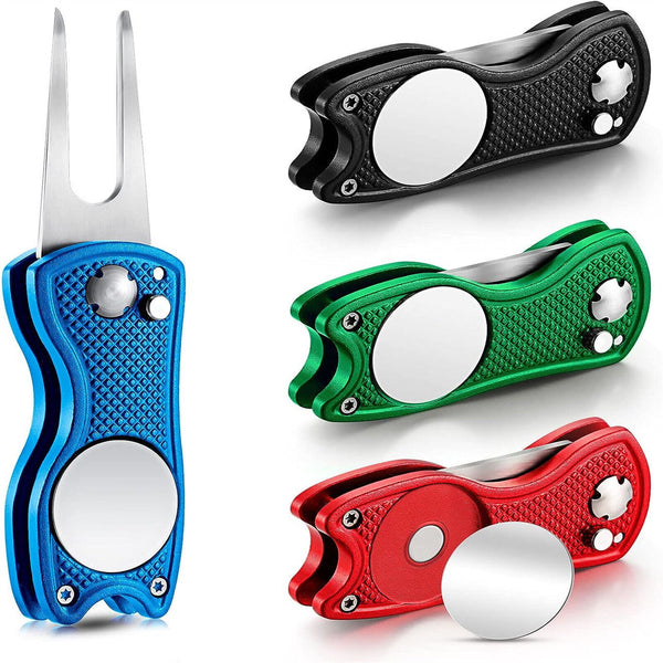 UP 10X Foldable Golf Ball Marker Repairer Pitch Magnetic Mark Divot Repair Tools