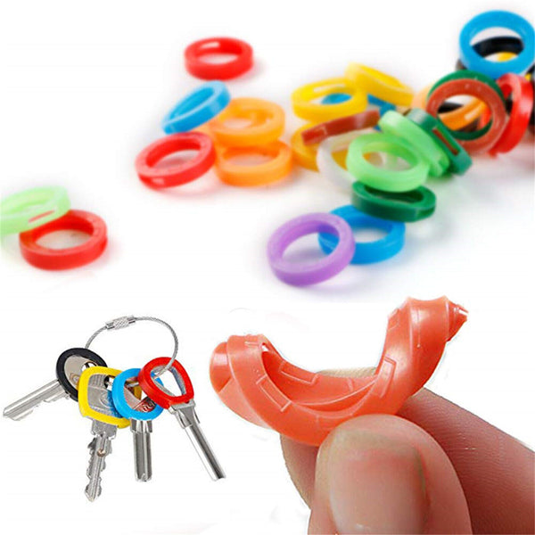 UP 105PCS Bright Colors Hollow Silicone Flexible Elastic Key Cap Covers Keyring