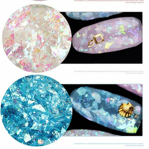 4 bags Nail Art Glitter Holographic Flakes Glitter DIY Nail Art 3D Sequins Decor