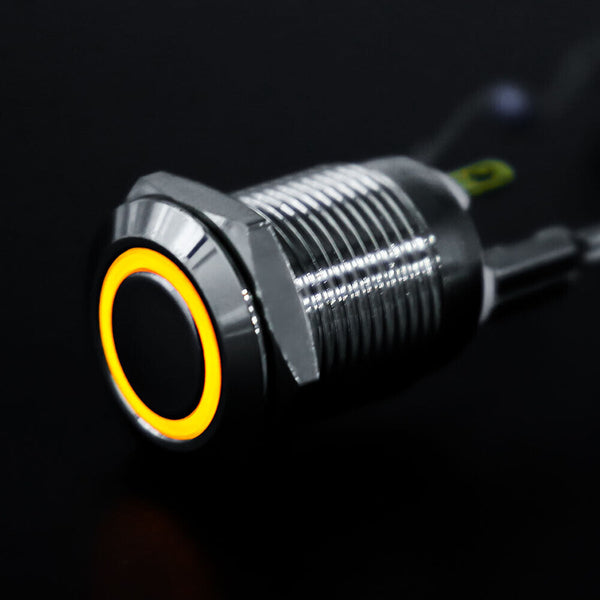 12V 12mm Car Boat Push Button Metal Latching Switch LED Light Waterproof