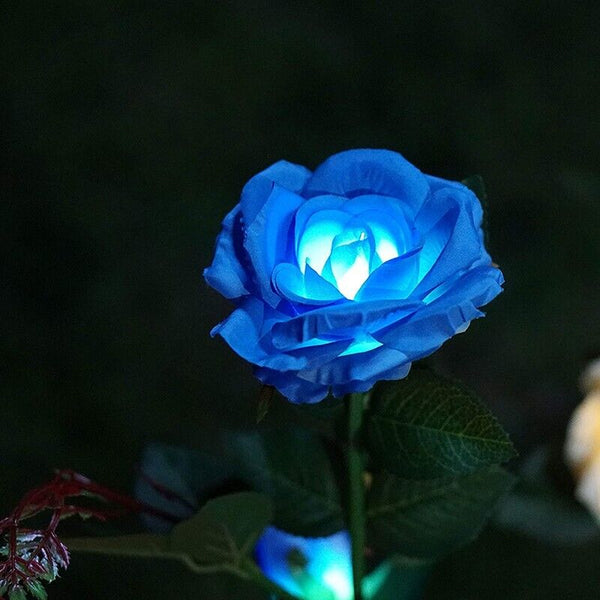 5 LED Solar Power Rose Flower Stake Lights Outdoor Garden Path Luminous Lamps AU