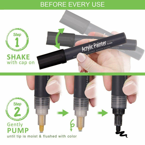 12 Colours Acrylic Paint Pens For Rock Painting Stone Ceramic Glass Rock Markers - Lets Party