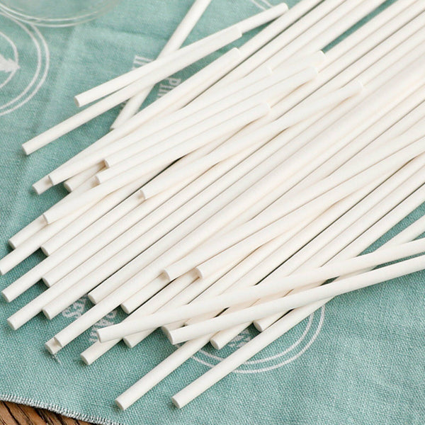 100 x Cake Pop Stick Long 10cm White  Paper Sticks Lolly Lollipop Candy Lollies