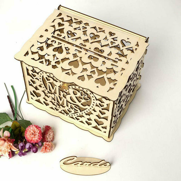 Au Wishing Well Card Box Decorative Wood Carved Wedding Engagement Party Rustic