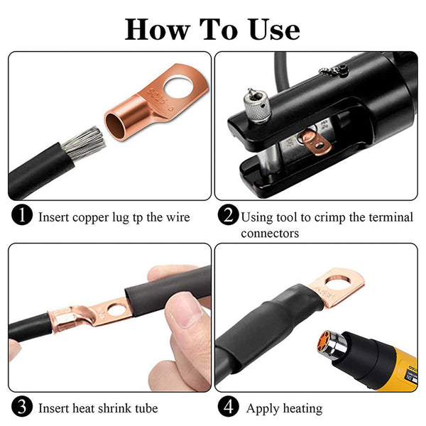 140PCS Cable Lugs Battery Copper Ring Crimp Terminals Electrical Wire Connectors
