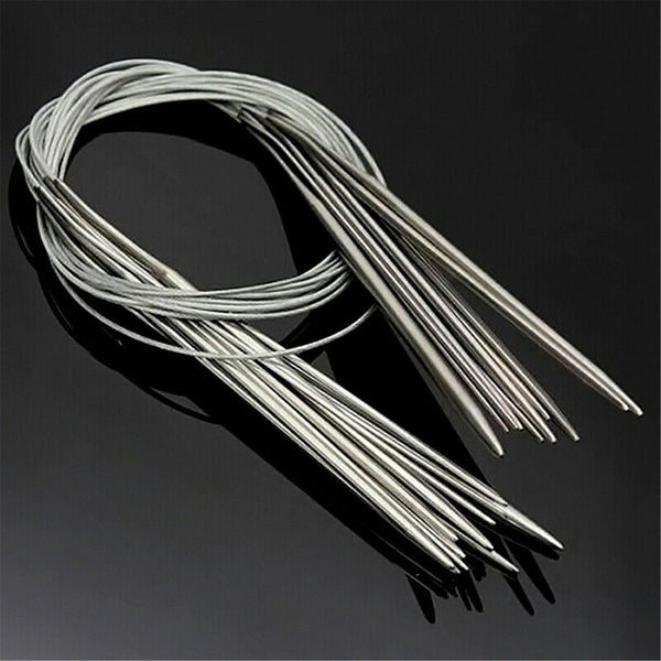 11pcs 80cm Circular Knitting Needles Set Stainless Size 1.5mm to 5mm AUS STOCK - Lets Party