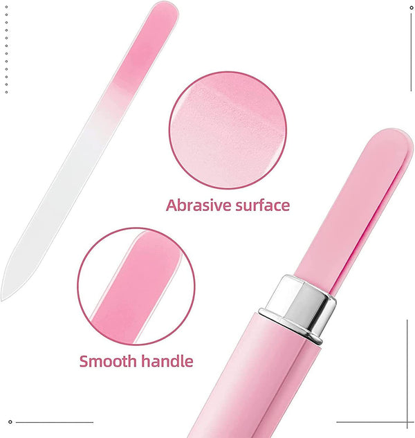 1/2PCS Professional Glass Nail File With Case Crystal Nail File Women Manicure