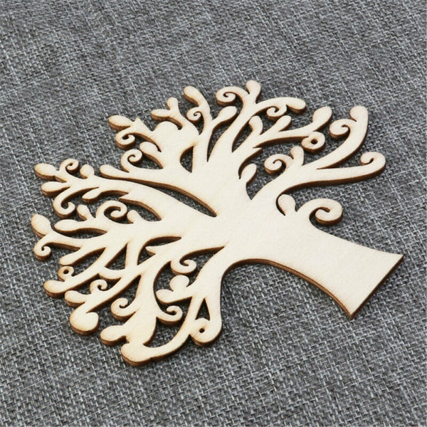 10Pcs Family Tree Wood Cutout Blank Wooden Embellishments For Arts DIY Crafts AU