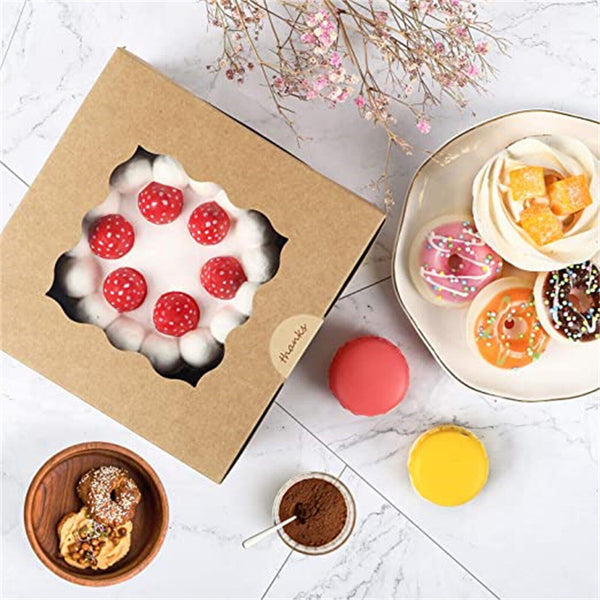 UP 200X Cupcake Boxes Cake Boxes with Clear Window Wedding Kraft paper Box Cases