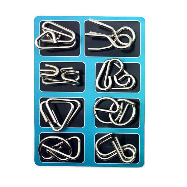 8/16X Classic IQ Metal Puzzle Brain Teaser Disentanglement Wire Puzzles Game Toy
