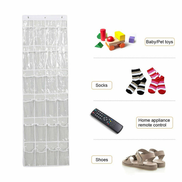 Pocket Shoe Holder Bag Organiser Over Door Hanging Shelf Rack Storage Hook