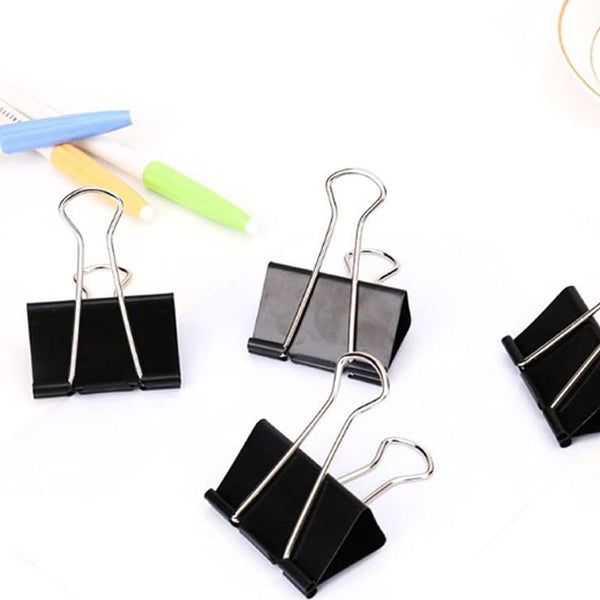 Foldback Clip Black Steel Binder Bulldog Clip Paper Office Document 19MM