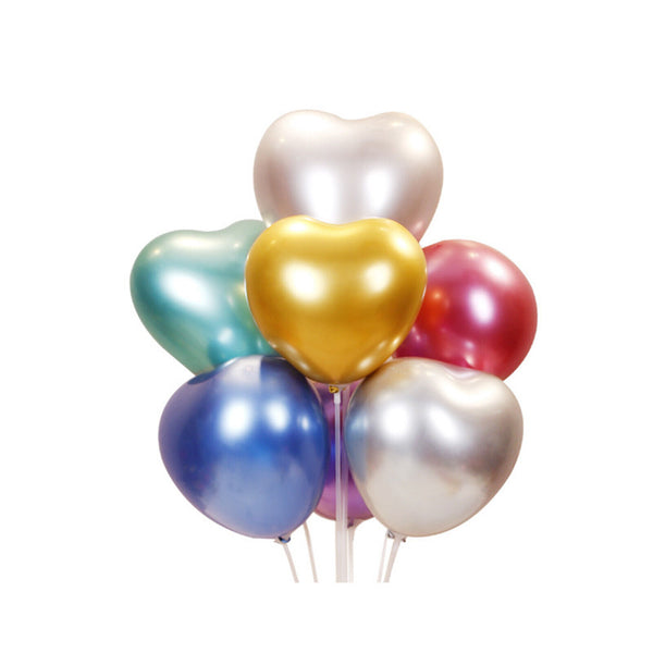 50/100x Mixed Colour Metal Balloons Heart Wedding Birthday Party Helium Balloon