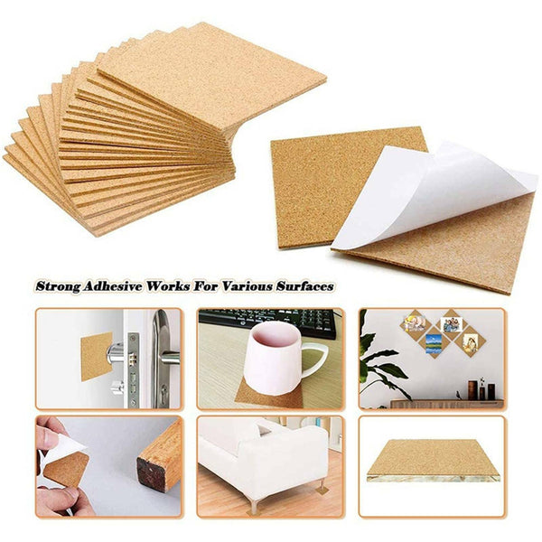 80 PCS Adhesive Self-adhesive Cork Backing Sheets for DIY Crafts Coasters Tiles