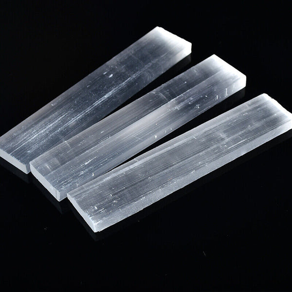 3x Selenite Crystal Sticks Transparent Gypsum Reiki Healing Energy Mineral Wands
