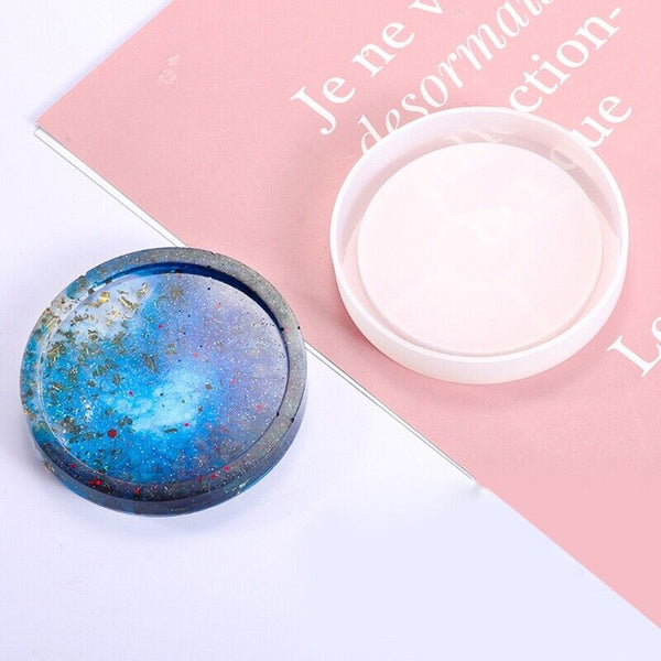 4pcs Resin Casting Mold Silicone Jewelry Agate Making Mould Craft Round Coaster