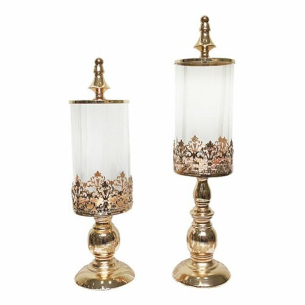 40/46cm Wedding Gold Candy Jar Dessert Table Decor Covered Biscuit Glass Storage