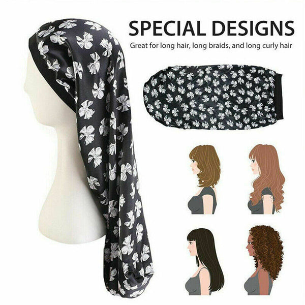 Satin Silk Bonnet Sleep Cap Head Cover Turban Wrap Long Hair Sock
