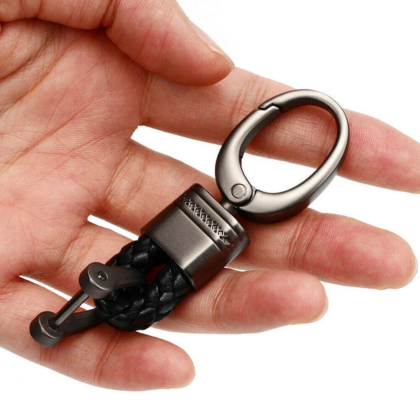 2PCS Hand-Woven Metal Leather Key Chain Ring Keyfob Car Keyring Keychain Gift AU