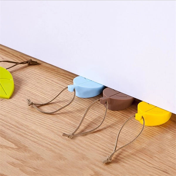 4 Pcs Silicone Rubber Door Stop Stoppers Children Anti-Folder Door Leaves Shape - Lets Party
