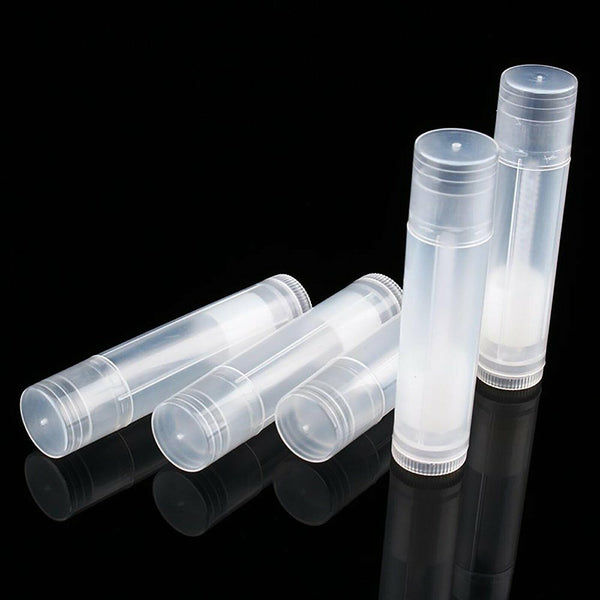 100PCS Clear Lip Balm Tubes Caps 5g Transparent Plastic Empty Lipstick Container - Lets Party
