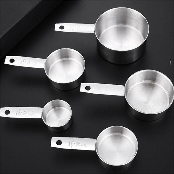 5 Pcs Stainless Steel Measuring Cups and Spoons Set Kitchen Baking Gadget Tools