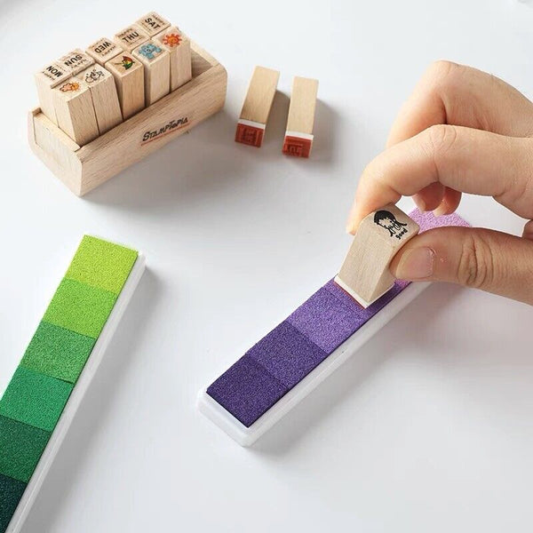 Gradient Color Ink Pad Inkpad Rubber Stamp Oil Based DIY Finger Print 10 Colours