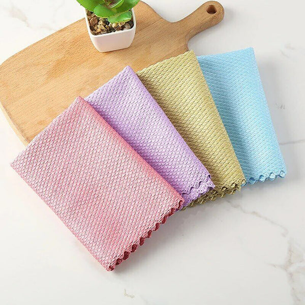 5/10X Fish Scale+Microfiber+Glass Cleaning Cloth Set Polish Towel Wipes Bulk AU