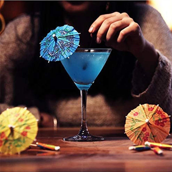100X Catering Cocktail Umbrellas Paper Drink Parasol Tropical Party Fruit Picks