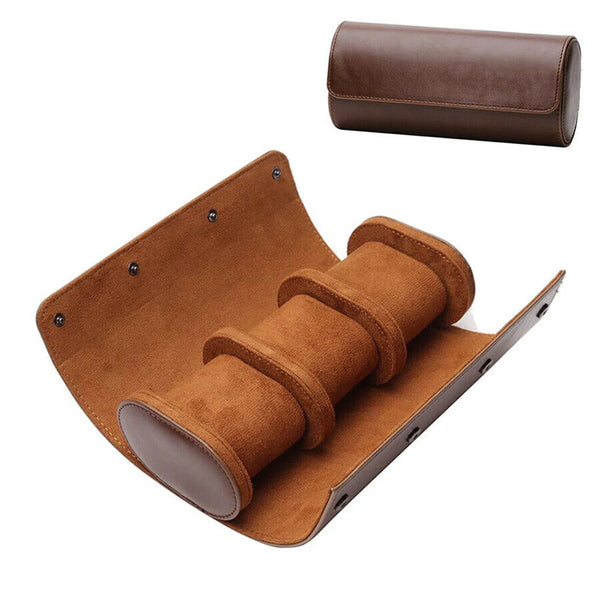 Travel Watch Storage Box Portable Vintage Leather Watch Roll Display Case Pouch
