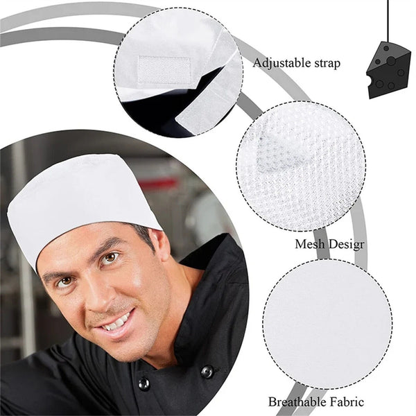Kitchen Cooking Hat Breathable Mesh Top Skull Cap Catering Chef Hats Adjustable
